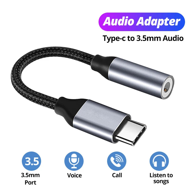 USB Type C to 3.5Mm Aux Adapter Type-C 3 5 Jack Audio Cable Earphone Cable Converter for Iphone 15 Samsung Galaxy S24 S23 Ultra