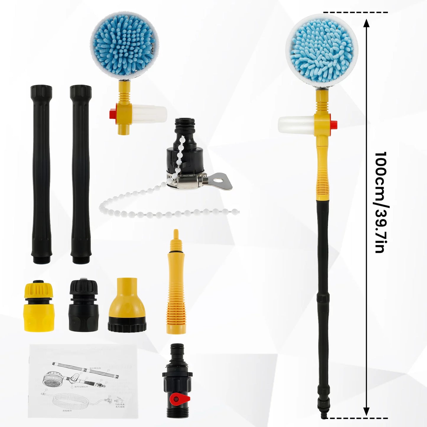 Car Wash Brush Kit 360° Rotating Car Cleaning Brush with Foam Bottle and Long Handle Scratch Free High Pressure Car Scrub Brush for Cleaning Vehicle Garden Home Pet